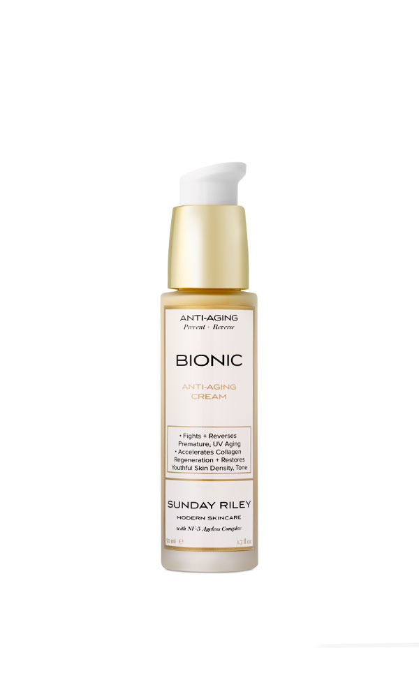 Sunday Riley
Bionic Anti-Aging
Loaded with active ingredients that help to extend the lifespan of your skin, this restorative, medium-weight cream features resveratrol and EGCG, ingredients that activate your body's ability to extend the lifespan of cells and repair and restore collagen-the 